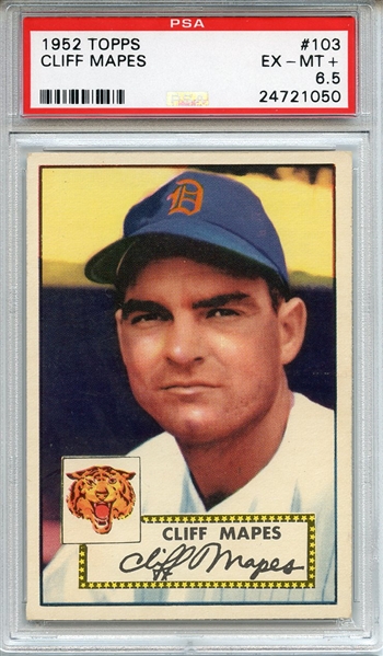 1952 Topps 103 Cliff Mapes PSA EX-MT+ 6.5