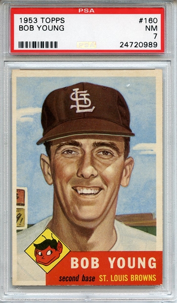 1953 Topps 160 Bob Young PSA NM 7