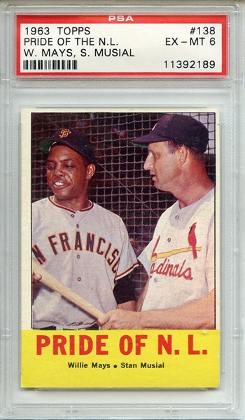 1963 Topps 138 Pride of the NL Mays Musial PSA EX-MT 6