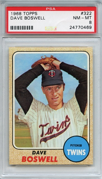 1968 Topps 322 Dave Boswell PSA NM-MT 8