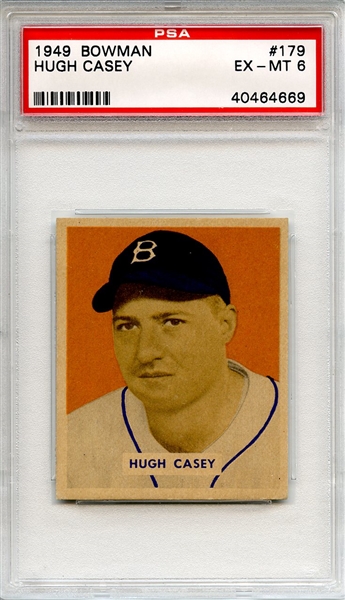 1949 Bowman 179 Hugh Casey PSA EX-MT 6