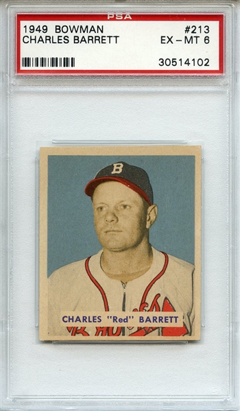 1949 Bowman 213 Charles Barrett PSA EX-MT 6