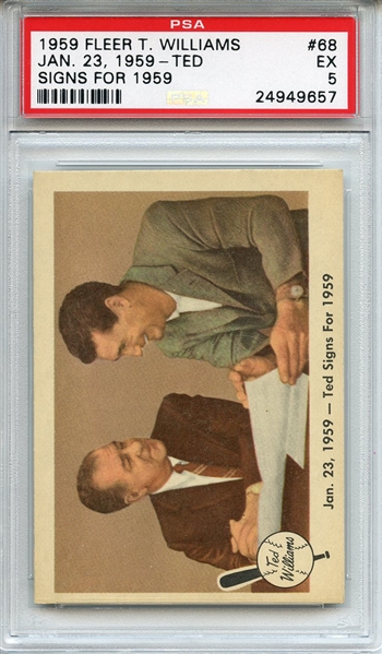 1959 Fleer 68 Ted Williams Signs for 1959 PSA EX 5