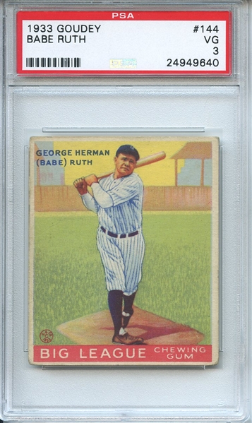 1933 Goudey 144 Babe Ruth PSA VG 3