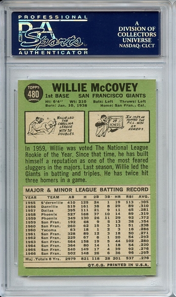 1967 Topps 480 Willie McCovey PSA MINT 9