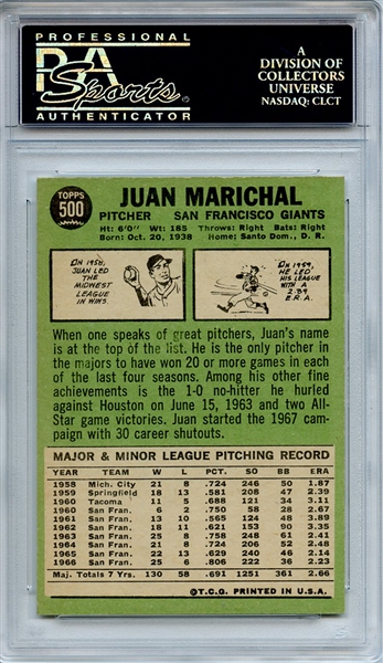 1967 Topps 500 Juan Marichal PSA GEM MT 10