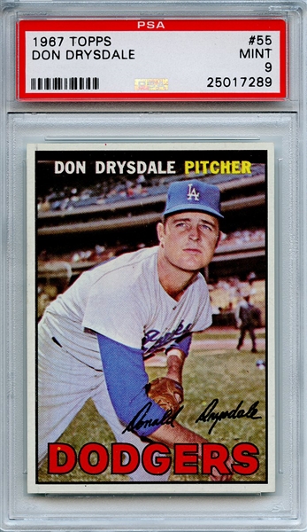 1967 Topps 55 Don Drysdale PSA MINT 9