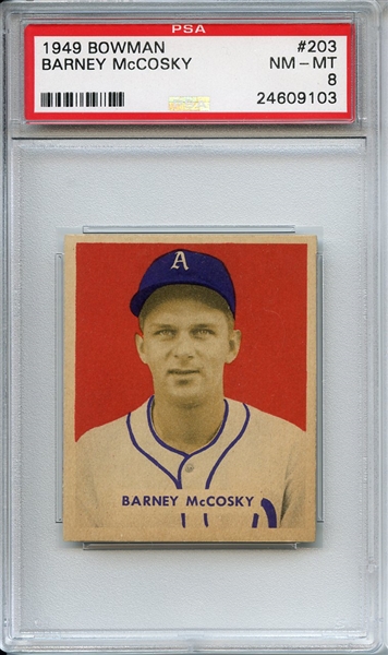 1949 Bowman 203 Barney McCosky PSA NM-MT 8