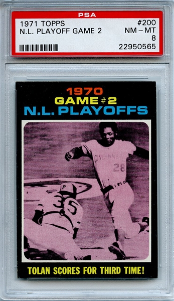 1971 Topps 200 NL Playoff Game 2 PSA NM-MT 8