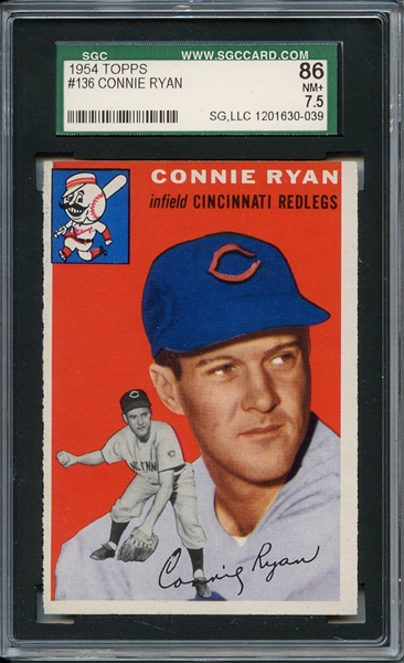 1954 Topps 136 Connie Ryan SGC NM+ 86 / 7.5