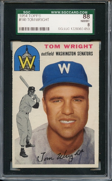 1954 Topps 140 Tom Wright SGC NM/MT 88 / 8
