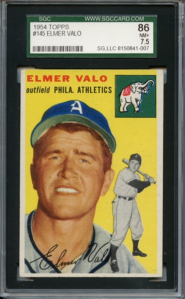 1954 Topps 145 Elmer Valo SGC NM+ 86 / 7.5