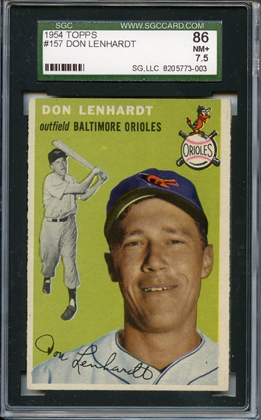 1954 Topps 157 Don Lenhardt SGC NM+ 86 / 7.5