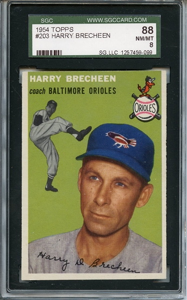 1954 Topps 203 Harry Brecheen SGC NM/MT 88 / 8
