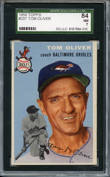 1954 Topps 207 Tom Oliver SGC NM 84 / 7