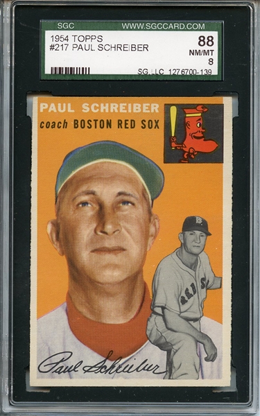 1954 Topps 217 Paul Schreiber SGC NM/MT 88 / 8