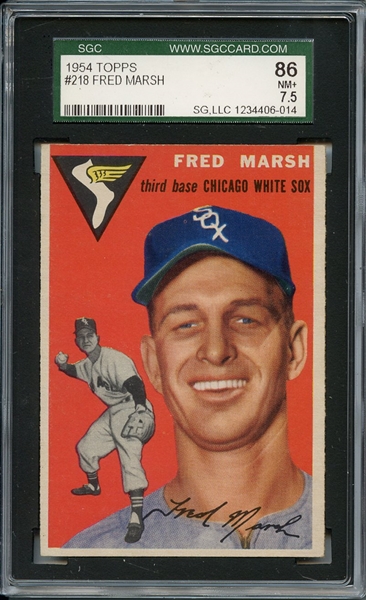1954 Topps 218 Fred Marsh SGC NM+ 86 / 7.5