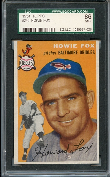 1954 Topps 246 Howie Fox SGC NM+ 86 / 7.5