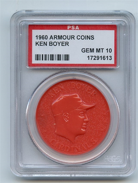 1960 Armour Coins Orange Ken Boyer PSA GEM MT 10