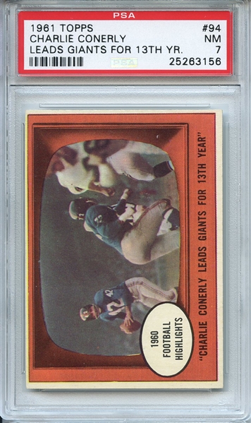 1961 Topps 94 Charlie Connerly Highlights PSA NM 7