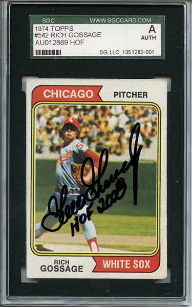 Goose Gossage Signed 1974 Topps Card SGC Authentic