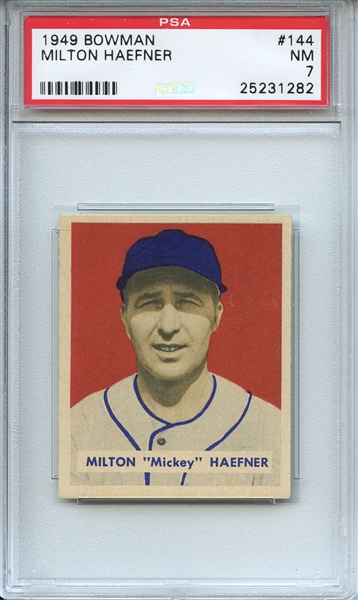 1949 Bowman 144 Milton Haefner PSA NM 7