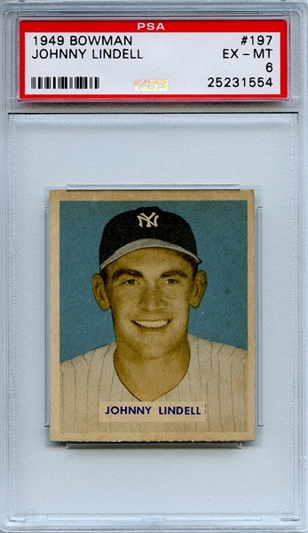1949 Bowman 197 Johnny Lindell PSA EX-MT 6