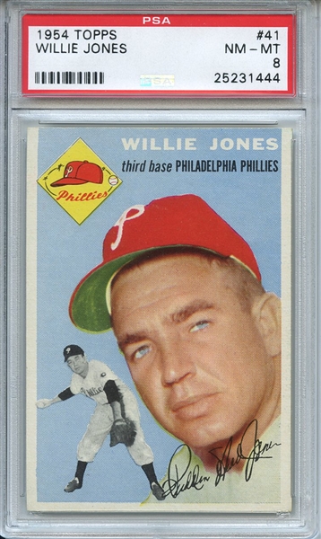 1954 Topps 41 Willie Jones PSA NM-MT 8