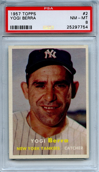 1957 Topps 2 Yogi Berra PSA NM-MT 8