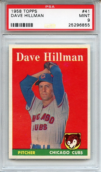 1958 Topps 41 Dave Hillman PSA MINT 9