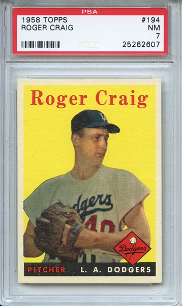 1958 Topps 194 Roger Craig PSA NM 7
