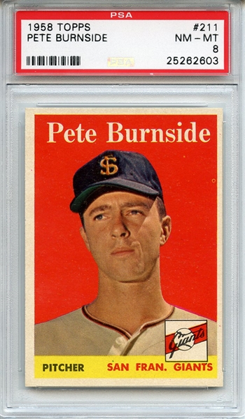 1958 Topps 211 Pete Burnside PSA NM-MT 8