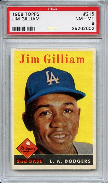 1958 Topps 215 Jim Gilliam PSA NM-MT 8