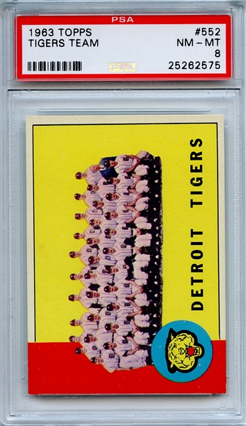 1963 Topps 552 Detroit Tigers Team PSA NM-MT 8