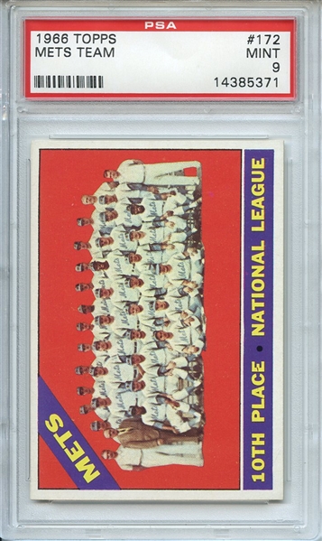 1966 Topps 172 New York Mets Team PSA MINT 9