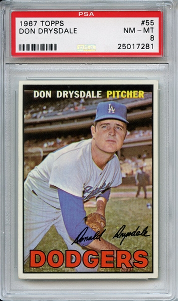 1967 Topps 55 Don Drysdale PSA NM-MT 8