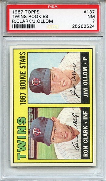 1967 Topps 137 Minnesota Twins Rookies PSA NM 7