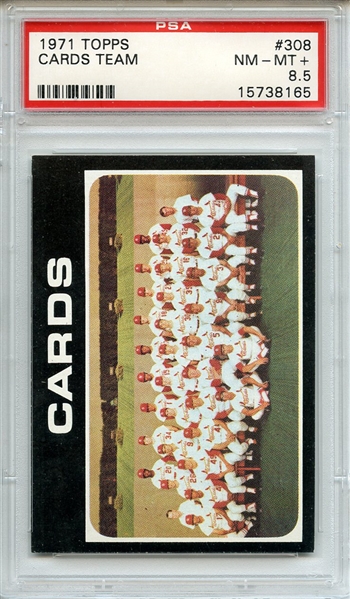 1971 Topps 308 St. Louis Cardinals Team PSA NM-MT+ 8.5