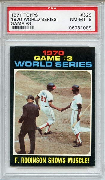 1971 Topps 329 World Series Game 3 Frank Robinson PSA NM-MT 8
