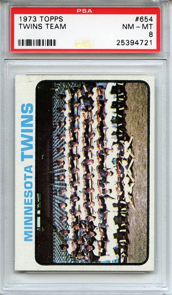 1973 Topps 654 Minnsota Twins Team PSA NM-MT 8
