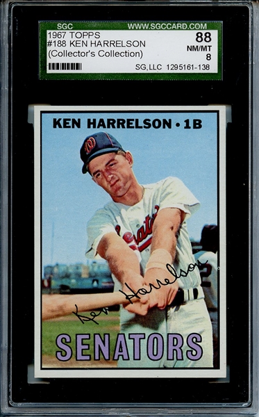 1967 Topps 188 Ken Harrelson SGC NM/MT 88 / 8