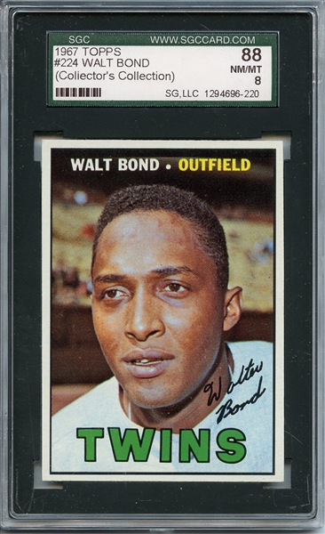 1967 Topps 224 Walt Bond SGC NM/MT 88 / 8