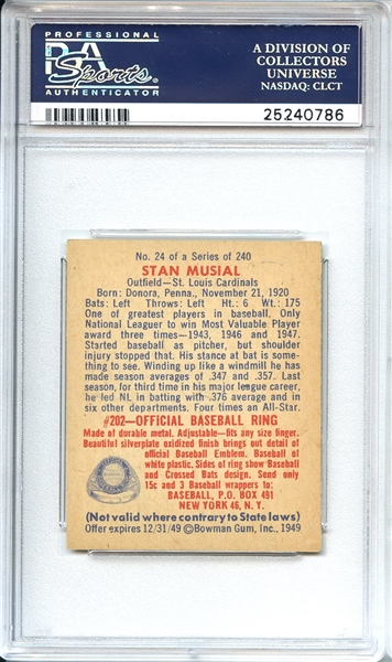 1949 Bowman 24 Stan Musial PSA NM 7