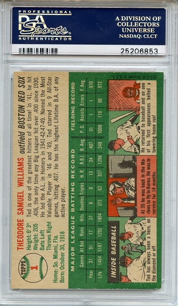 1954 Topps 1 Ted Williams PSA NM 7