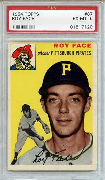 1954 Topps 87 Roy Face PSA EX-MT 6