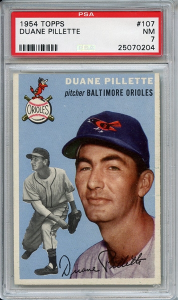 1954 Topps 107 Duane Pillette PSA NM 7