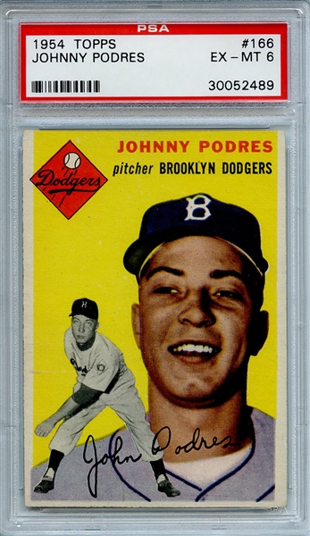 1954 Topps 166 Johnny Podres PSA EX-MT 6
