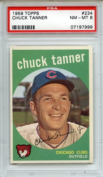 1959 Topps 234 Chuck Tanner Gray Back PSA NM-MT 8
