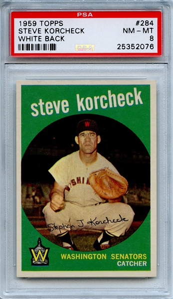 1959 Topps 284 Steve Korcheck White Back PSA NM-MT 8