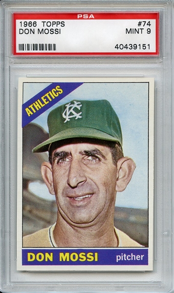 1966 Topps 74 Don Mossi PSA MINT 9